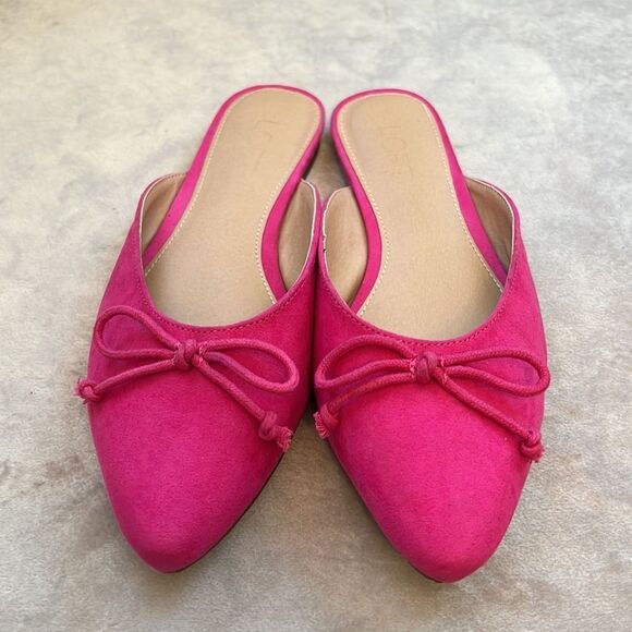 Loft #Barbie Pink Brushed Fabric Bow Slides 7.5 - Picture 7 of 8